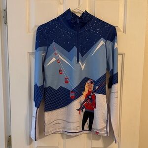 Women’s Krimson Klover Apres Anyone 1/4 Zip Baselayer, sz Small, Blue, Blonde